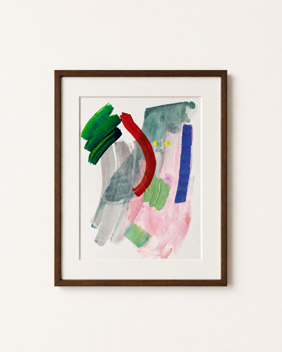 Front view of Studies 32 by Vanshita Arora in a dark wooden frame with a white mat board.